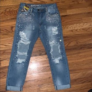 Beautiful Bedazzled ripped jeans